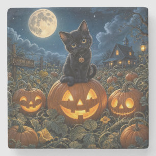 Halloween schwarze Katze Steinuntersetzer