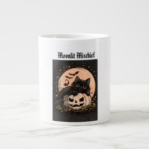 Halloween-Schwarze Katze und Kürbis Mondlicht Jumbo-Tasse