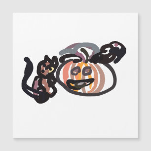 Halloween schwarze Katze und Rabe Magnetkarte