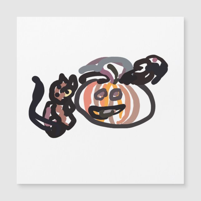 Halloween schwarze Katze und Rabe Magnetkarte (Vorderseite)