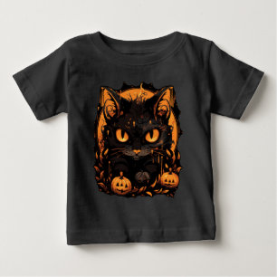 Halloween: Schwarze Katze unter Kürpen Baby T-shirt
