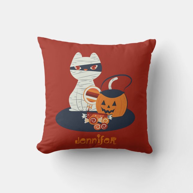 Halloween-Schwarze Katze verkleidet von Mama Kissen (Vorderseite)