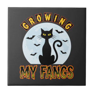 Halloween-Schwarze-Katze-Wachse-Meine-Fangzähne-De Fliese