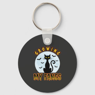 Halloween-Schwarze-Katze-Wachsender-Fang-Design Schlüsselanhänger