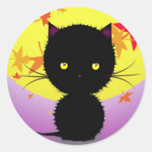 Halloween-Schwarze-Katzen-Aufkleber Runder Aufkleber