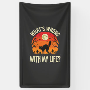 Halloween-Schwarze-Katzen-Friedhof-Horror-Grafik Banner