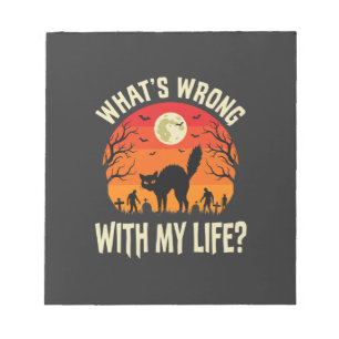 Halloween-Schwarze-Katzen-Friedhof-Horror-Grafik Notizblock