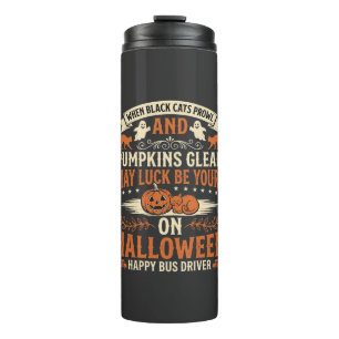 Halloween Schwarze Katzen Kürbis Glücklicher Busfa Thermosbecher