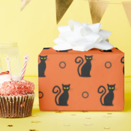 Halloween Schwarze Katzen Orangenwackelpapier Geschenkpapier
