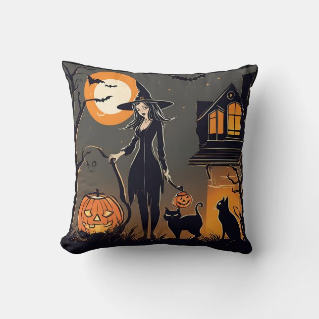 Halloween, schwarze Katzen, Spuk Hausmäntel Kissen (Vorderseite)