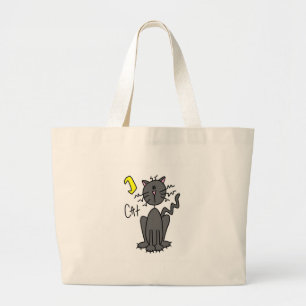 Halloween-Schwarze-Katzen-Strichmännchen-Tasche Jumbo Stoffbeutel