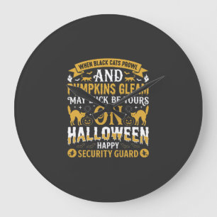 Halloween-Schwarze Katzen und Kürbisse Sicherheits Große Wanduhr