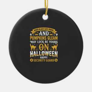 Halloween schwarze Katzen und Kürbisse Sicherheits Keramik Ornament