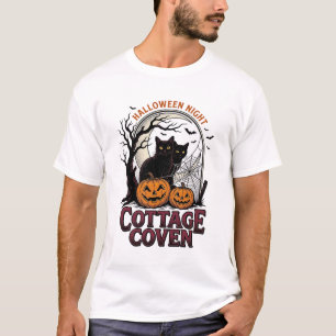 Halloween-Schwarze Katzen Vintage-Coven-Kürbis-Kun T-Shirt