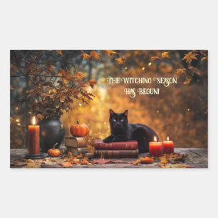 Halloween schwarze Katzen-Zauberbücher Mystisch Rechteckiger Aufkleber