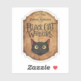 Halloween schwarze Katzenbart-Hexentrankflasche Aufkleber