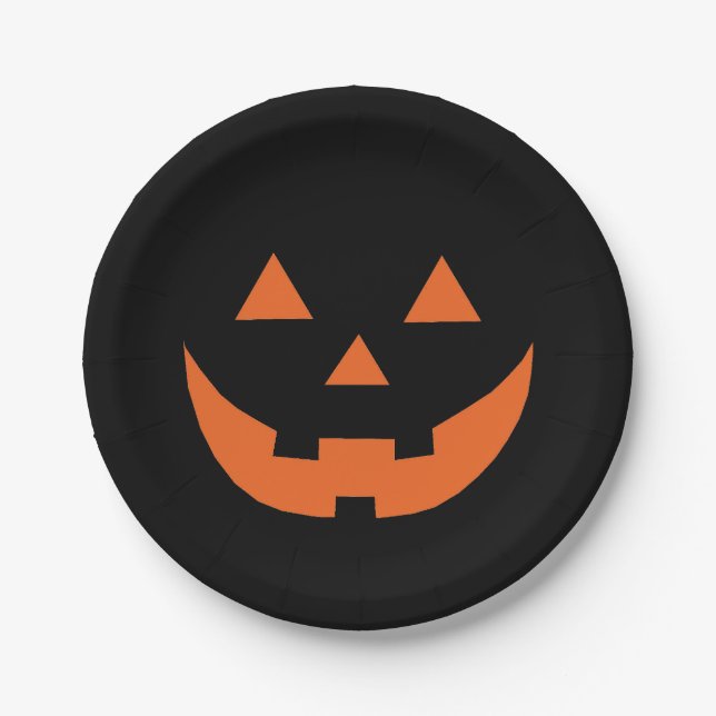 Halloween Schwarze Kürbislaterne beängstigend lust Pappteller (Vorderseite)