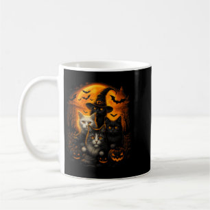 Halloween schwarze und weiße Katzen mit Kürbissen  Kaffeetasse