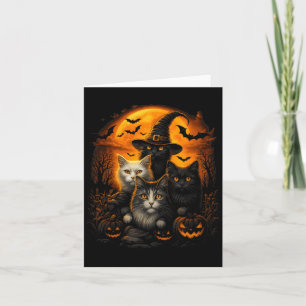 Halloween schwarze und weiße Katzen mit Kürbissen  Karte