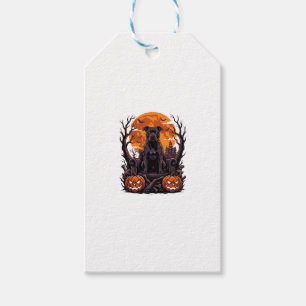 Halloween Schwarzer Pitbull Thron Kürbisse Vollmon Geschenkanhänger