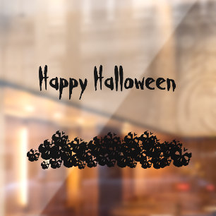 Halloween Schwarzer Schädelhaufen-Sondertext Fensteraufkleber