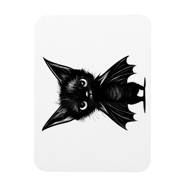 Halloween Schwarzes Kätzchen in Bat-Kostüm Magnet (Vertikal)