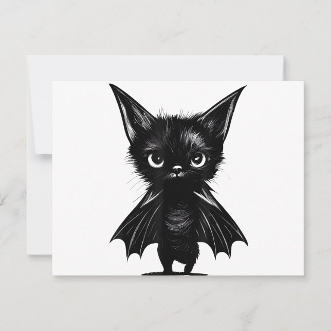 Halloween Schwarzes Kätzchen in Bat-Kostüm Save The Date (Vorderseite)