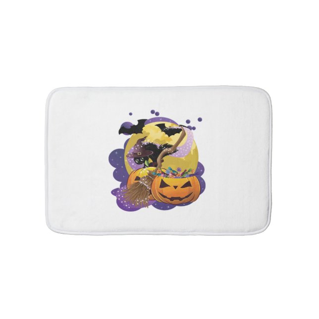Halloween-Schwarzkatze Badematte (Vorderseite)