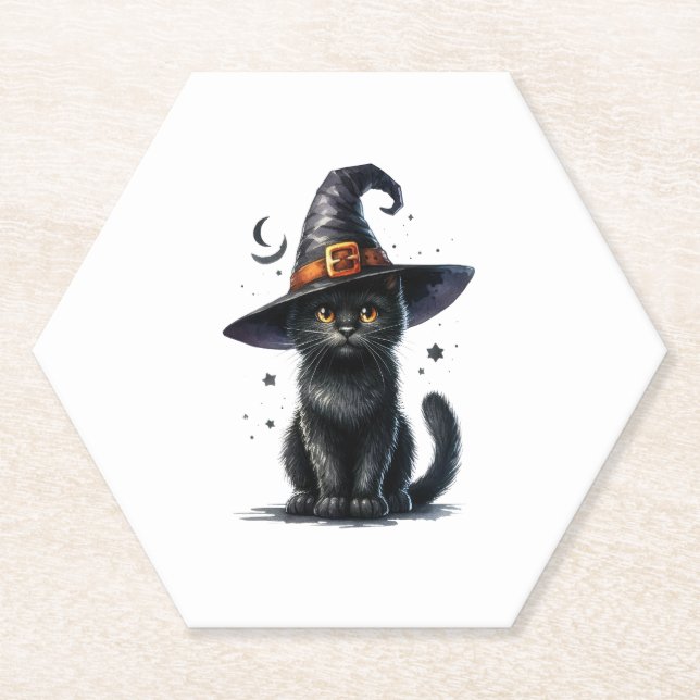 HALLOWEEN SCHWARZKATZE-UNTERSETZER UNTERSETZER (Vorderseite)