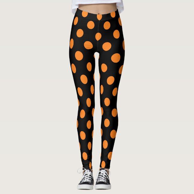 Halloween-Schwarzpolka-Punkt Leggings (Vorderseite)
