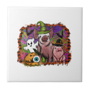 Halloween-Schweine Fliese