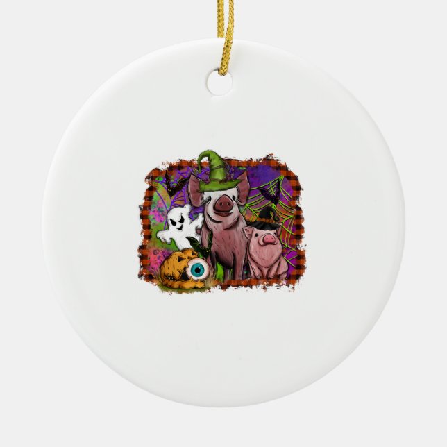 Halloween Schweine Keramik Ornament (Vorne)