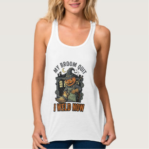 Halloween-Schweißer-Shirt Lustiges Hexenbesen-Desi Tank Top