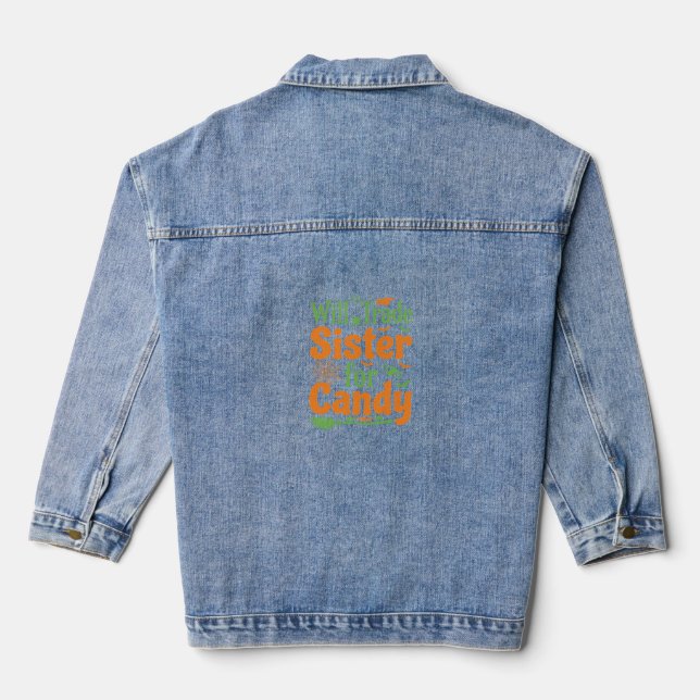 Halloween-Schwester-Candy-Handelsdesign_1 Jeansjacke (Rückseite)