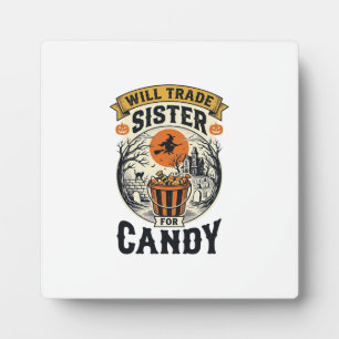 Halloween Schwester wird für Süßigkeiten Vintage_1 Fotoplatte