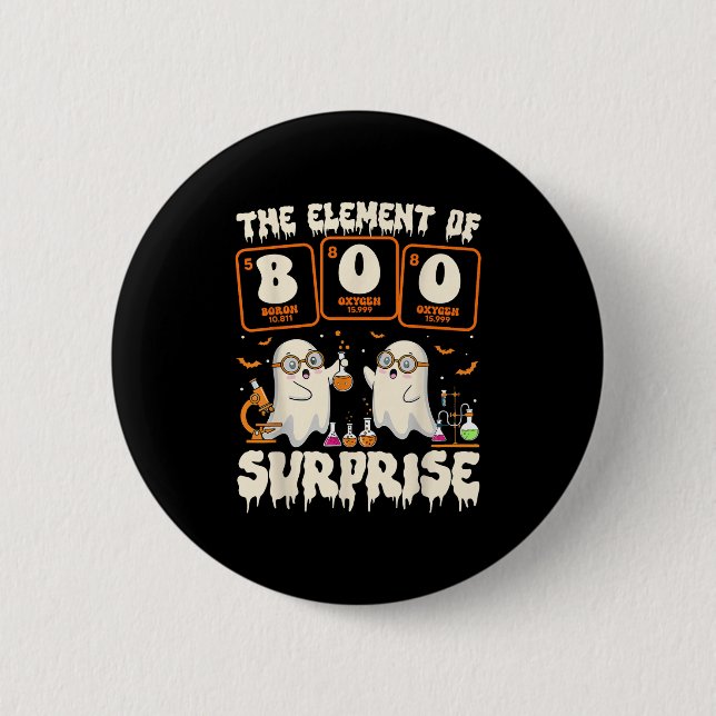 Halloween Science Ghost Teacher The Element Of Sur Button (Vorderseite)