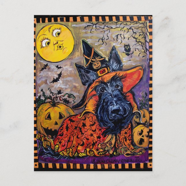 Halloween Scottie Postkarte (Vorderseite)
