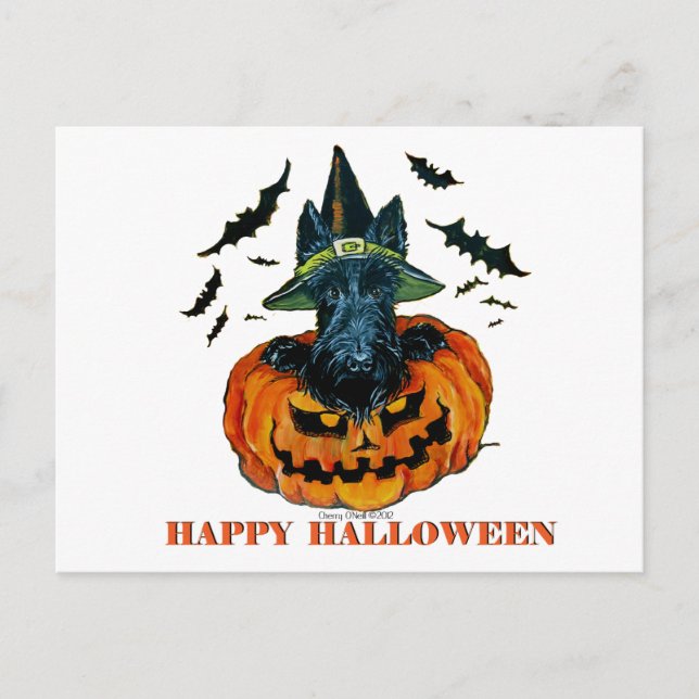 Halloween Scottie Postkarte (Vorderseite)