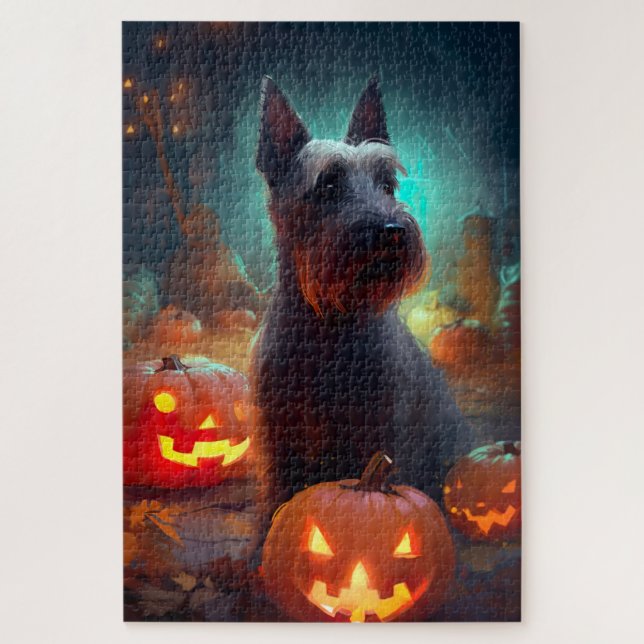 Halloween Scottish Terrier mit Pumpkins Beängstige (Vertikal)