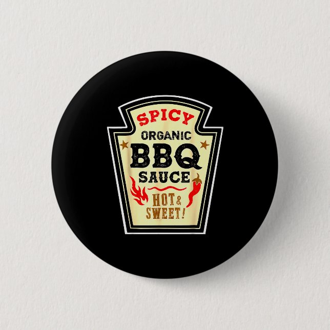 Halloween Scy Bbq Sauce Funny Food Costume Men Wom Button (Vorderseite)