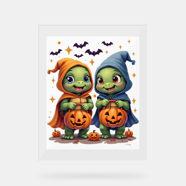 Halloween Sea Turtle Ghost Turtles T - Shirt Acrylschild (Vorderseite)