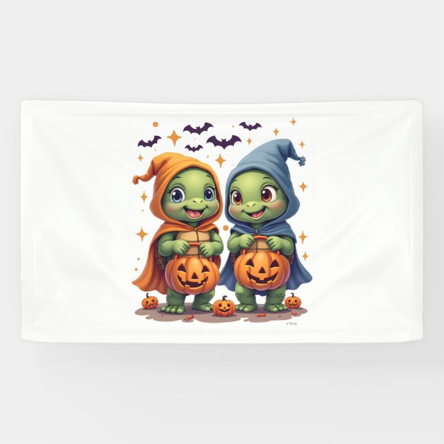 Halloween Sea Turtle Ghost Turtles T - Shirt Banner (Horizontal)