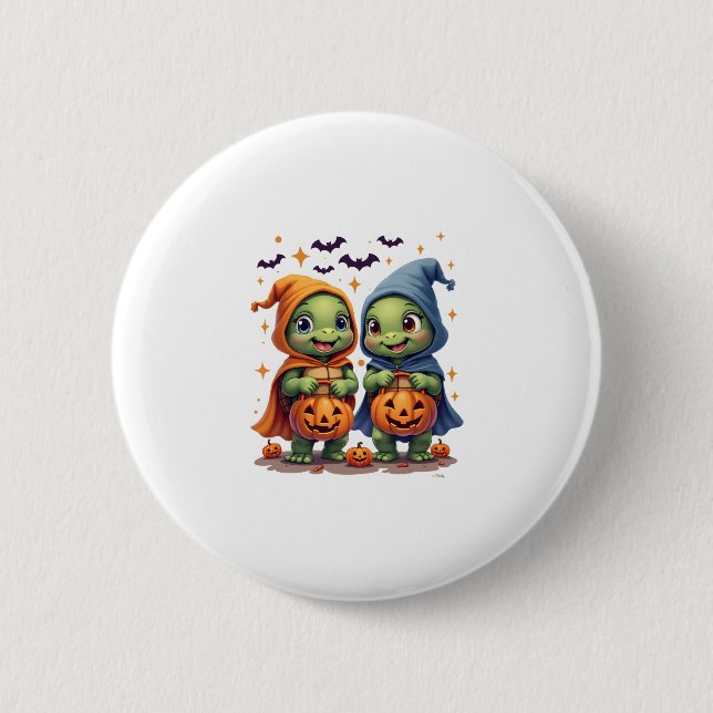 Halloween Sea Turtle Ghost Turtles T - Shirt Button (Vorderseite)
