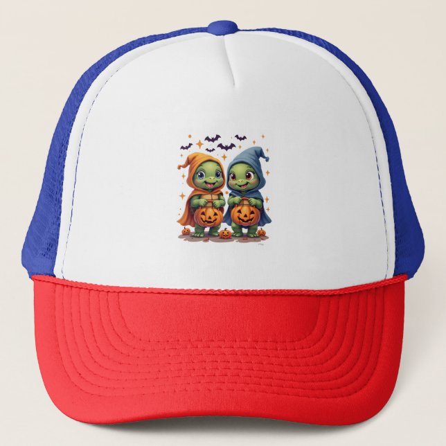 Halloween Sea Turtle Ghost Turtles T - Shirt Truckerkappe (Vorderseite)