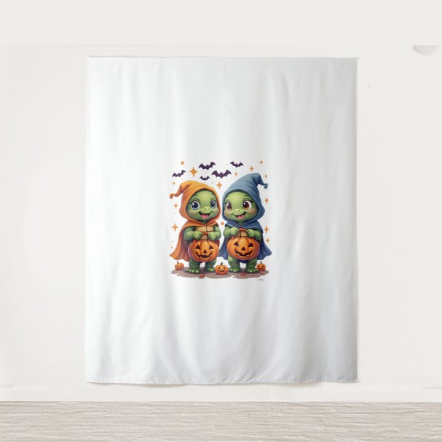 Halloween Sea Turtle Ghost Turtles T - Shirt Wandteppich (Vorderseite)