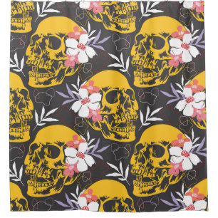 Halloween seamless pattern with colorful and scary duschvorhang