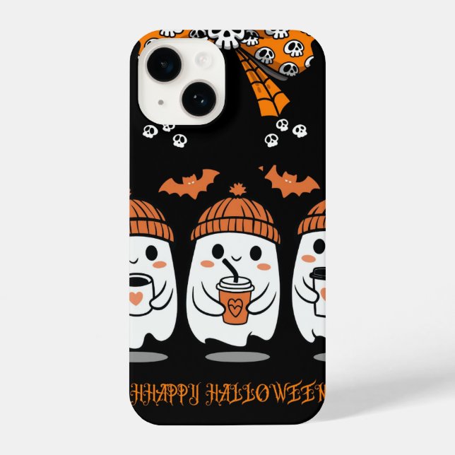 Halloween Season – fantômes cosy café iPhone 14 Hülle (Rückseite)
