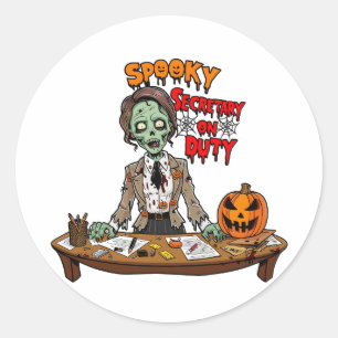 Halloween Secretary Spooky Runder Aufkleber