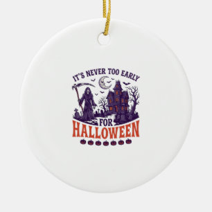 Halloween Sensenmann im Spukhaus Nie zu früh Keramik Ornament