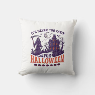 Halloween Sensenmann im Spukhaus Nie zu früh Kissen